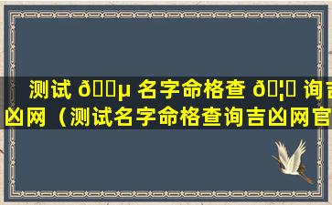 测试 🌵 名字命格查 🦍 询吉凶网（测试名字命格查询吉凶网官网）